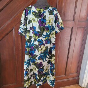 Vintage Galaxy Floral Dress Short Sleeve Made In USA Multicolor Lightweight Comf